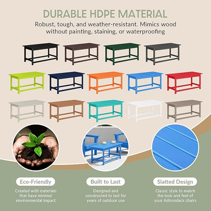 WestinTrends Malibu Outdoor Coffee Table, 35" x 17.5" All Weather Poly Lumber Patio Adirondack Coffee Table for Garden Lawn Porch Balcony, Pacific Blue
