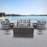 Belord 13 Piece Wicker Patio Furniture Set, Outdoor Swivel Rocker Chairs Set of 4 with Ottomans and Rattan Couch - Photo 2