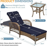 Outdoor Chaise Lounge Chair with Side Table, All Weather PE Rattan Patio Lounge Chair with Cushion - Photo 2