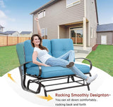 JY QAQA Outdoor Patio Metal Swing Glider Rocking Bench, Garden Loveseat Porch Furniture Glider - Photo 6