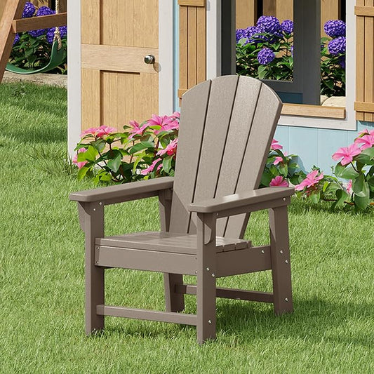 Costaelm Kids Lawn Chair Set of 2, Toddler Outdoor Chair Kids Patio Furniture and Outdoor Children Picnic Activity Baby Adirondack Chairs Set of 2 for Garden, Patio, Backyard & Beach, Weathered Wood