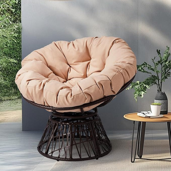 VINGLI Outdoor Papasan Chairs with Thick Cushions 360 Degree Swivel Chair - Photo 1