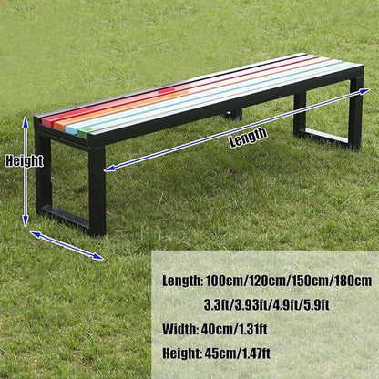 Outdoor Benches Weatherproof, Garden Bench Metal Steel Frame with Solid Wood, Outdoor Furniture Patio Park Benchs Backless, Bench Seat for Porch 3.3ft 3.9ft 4.9ft 5.9ft(White,5.9ft)