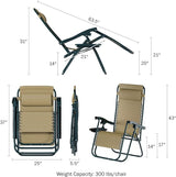 Lavish Home Zero Gravity Chairs - Set of 2 Outdoor Chairs with Side Tables with 2 Cupholders, Phone - Photo 2