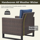 Rilyson Wicker Outdoor Patio Furniture Set - 5 Piece Patio Conversation Set with 2 Wicker Armrest Chairs - Photo 5