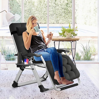 Slsy Zero Gravity Chair, Reclining Lounge Chair with Removable Cushion & Tray for Indoor and Outdoor, Patio Recliner Folding Reclining Chair