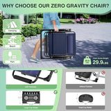 Suteck Oversized Zero Gravity Chair, 33In XXL Outdoor Recliner Chair w/Removable Cushion&Headrest - Photo 5