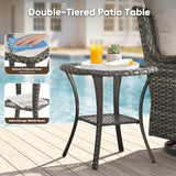 Belord 3 PCS Patio Furniture Set - Mixed Grey Wicker Swivel Rocking Chair Set with Side Table - Photo 9