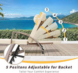 2 Pieces Pool Chaise Lounge Chairs, All-Weather Outdoor Rattan Reclining Chair with Cushion - Photo 3