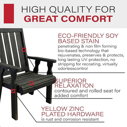 Amish Casual Heavy Duty 600 Lb High Back Mission Treated Patio Chair (Semi-Solid Black Stain)