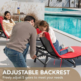 Devoko Patio Chaise Lounge Sets Outdoor Rattan Adjustable Back 3 Pieces Cushioned Patio Folding Chaise Lounge with - Photo 3