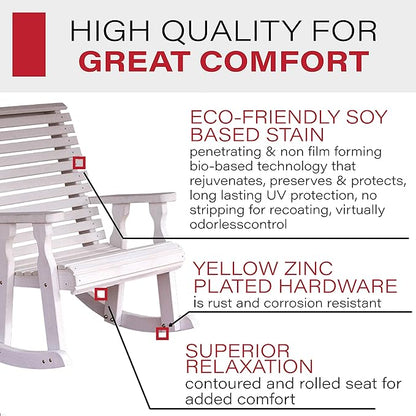 Amish Heavy Duty 600 Lb Roll Back Pressure Treated Rocking Chair (Semi-Solid White Stain)
