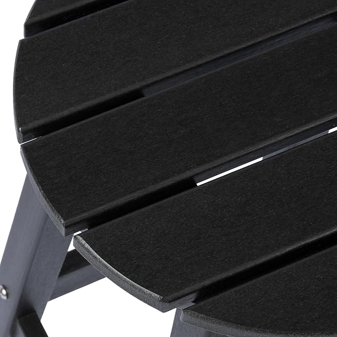 Costaelm 29" Height Outdoor Bar Stools, All-Weather Bar Stools, Adirondack Poly Patio Round Bar Stool for Patio, Deck, Kitchen Counter and Garden, Black