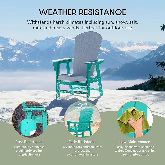 WestinTrends Malibu Outdoor Patio HDPE Plastic Adirondack Dining Chair Turquoise