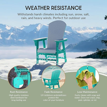 WestinTrends Malibu Outdoor Patio HDPE Plastic Adirondack Dining Chair Turquoise