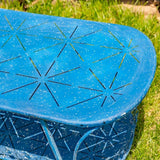 Zaer Ltd. Vintage Style Metal Patio Furniture with Heart Design Accents, Outdoor/Indoor Decor (Vintage Blue - Photo 3