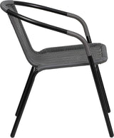 EMMA + OLIVER Set of 4 Modern Rattan Indoor/Outdoor Stack Chairs - Photo 7