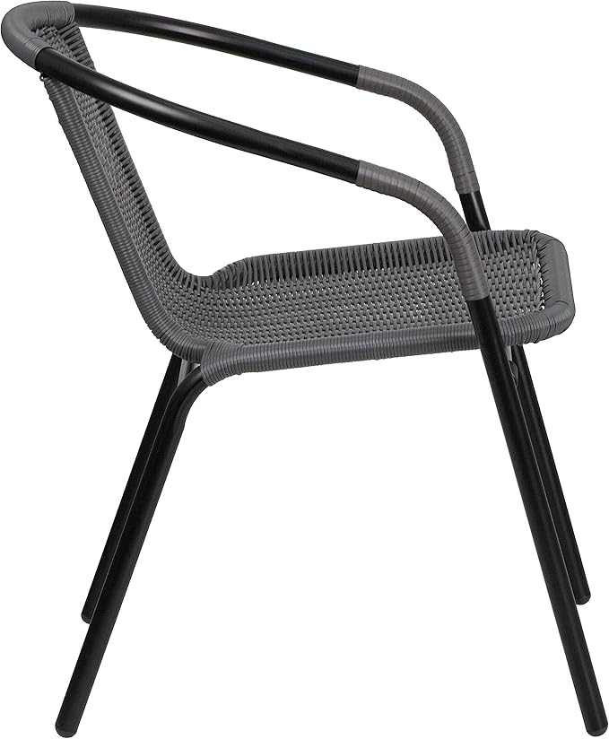 EMMA + OLIVER Set of 2 Modern Rattan Indoor/Outdoor Stack Chairs - Photo 8