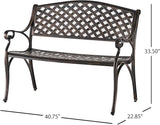 Merax Outdoor Garden Bench 41" Cast Aluminium Bench for 2 Person Seat with Backrest Armrests - Photo 3