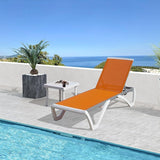 Domi Outdoor Chaise Lounge Chair, Aluminum Patio Lounge Chair with 5 Position Adjustable Backrest and Side Table - Photo 1