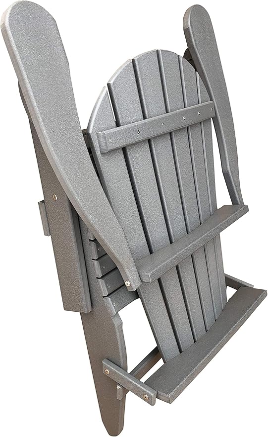Phat Tommy Foldable Adirondack Chair - Poly Adirondack Chair Folding - HDPE, Heavy Duty, Recycled Plastic - All Weather Outdoor Furniture for Your Deck, Front Porch, or Patio, Grey
