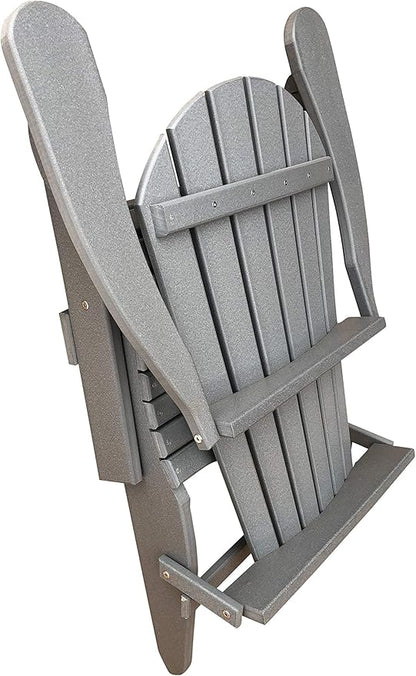 Phat Tommy Foldable Adirondack Chair - Poly Adirondack Chair Folding - HDPE, Heavy Duty, Recycled Plastic - All Weather Outdoor Furniture for Your Deck, Front Porch, or Patio, Grey