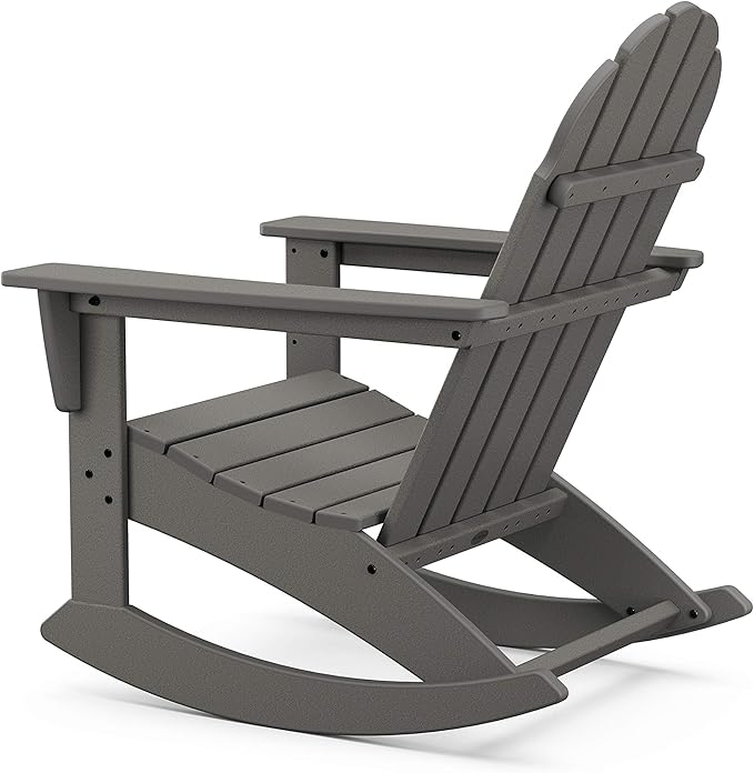 POLYWOOD Vineyard Rocking Chair Slate Grey - Heavy Duty HDPE Outdoor Patio Rocker - All-Season Composite Resin Furniture for Porch, Deck & Garden - Classic American Made Design