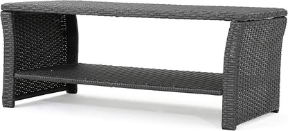 Christopher Knight Home Justin Outdoor Wicker Coffee Table, Gray, Black