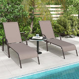 Giantex 2 Pack Patio Lounge Chair, Outdoor Chaise Lounge with 5 Adjustable Backrest, Sturdy Steel Frame - Photo 6