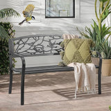 VINGLI Outdoor Bench for Patio Metal Garden Bench w/PVC Back Pattern - Photo 8