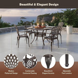 Kinger Home Arden 5-Piece Outdoor Dining Set for 4, Cast Aluminum Patio Furniture, Round Table with Chairs - Photo 5