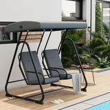 2-Person Patio Porch Swing Chair, Heavy Duty Outdoor Glider with Adjustable Canopy, High Backrest, Removable Cushions - Photo 6
