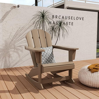 WO WESTIN OUTDOOR HDPE Laguna Outdoor Rocking Poly Adirondack Chair, Weathered Wood