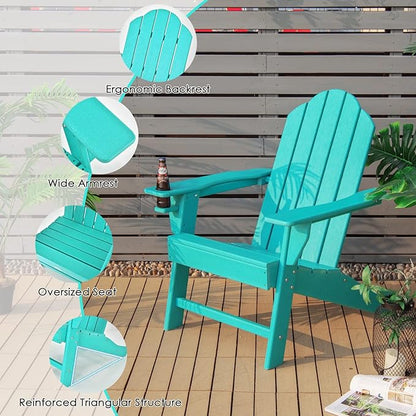 Giantex Set of 4 Adirondack Chair Outdoor Fire Pit Chairs, HDPE Weather Resistant Patio Chair for Campfire,Deck, Garden, Yard, Lawn Furniture Porch and Lawn Seating Composite Chairs