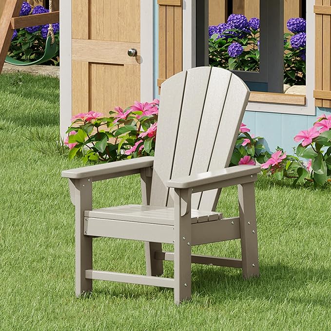 Costaelm Kids Lawn Chair, Toddler Outdoor Chair Kids Patio Furniture and Outdoor Children Picnic Activity Modern Adirondack Chairs for Garden, Patio, Backyard & Beach, Sand