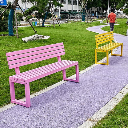 Metal Garden Bench, Outdoor Patio Park Benches, Front Porch Colorful Bench with Backrest, Slatted Chair for Poolside, Balcony, Lawn, Yard, Entryway(Colorful,120cm/47.2in)