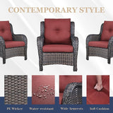 HUMMUH 3 Pieces Patio Bistro Set Wicker Patio Chairs Set of 2 with Tempered Glass Top Side Table Rattan Outdoor - Photo 3