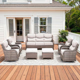 Luxury High Back Patio Furniture Set with 6-Inch Thick Cushions, 7-Pieces Outdoor Furniture with Swivel Chairs - Photo 1