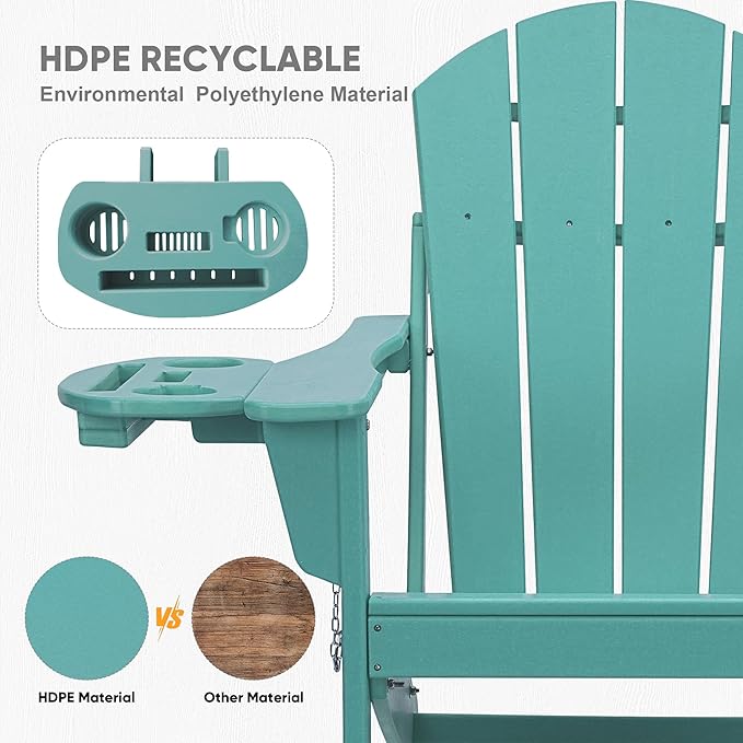 FOOWIN Folding Adirondack Chair, HDPE Adirondack Chairs with Cup Holder - Photo 5