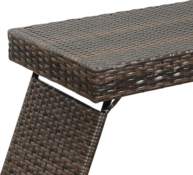 Foldable Outdoor Wicker Table, Lightweight Patio Rattan Coffee Table with Steel Frame, Portable Patio Side Table for Garden, Balcony, Deck