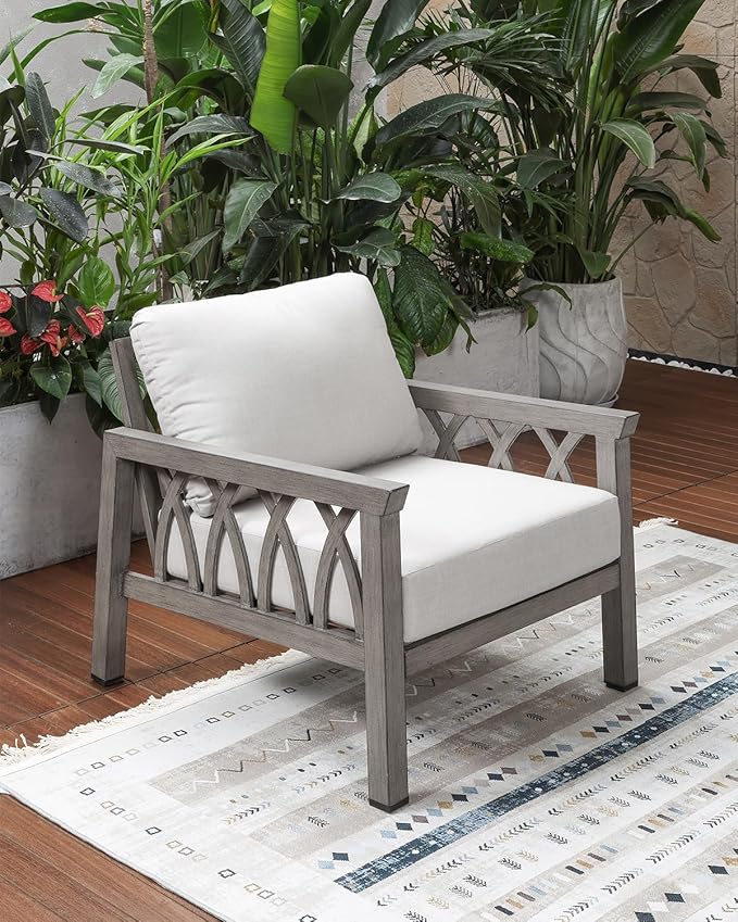 Aluminum Outdoor Sofa Chair, Modern Patio Sofa Armchair with Washable Cushions, Weather-Resistant Outdoor Club Chair - Photo 4