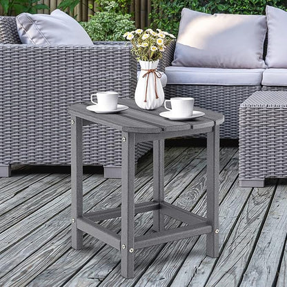 Giantex Side Table Outdoor Small Patio Table 18” Adirondack Table, Weather Resistant End Tables, Outside Square Tea Table for Patio, Backyard, Poolside, Garden, Balcony (1, Gray)