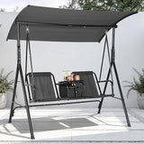 Porch Swing with Cup Holders & Pivot Storage Table & Cooler Bag with Adjustable Canopy for 2 Person Patio Swing for - Photo 1