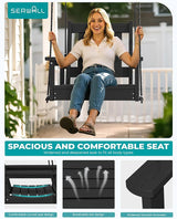 SERWALL HDPE Single Porch Swing Set of 2, Heavy Duty Single Person Swing Chair with 2 Polypropylene Hanging Ropes - Photo 6
