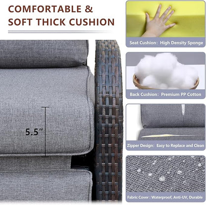 ATR ART TO REAL Outdoor Wicker Recliner Chair with 5.5'' Cushions, Automatic Adjustable Patio Chaise Lounge Chairs, Aluminum Frame Reclining Chair, UV Resistant, Rustless (Linen Gray)