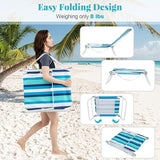GYMAX Tanning Chair, 2Pcs Folding Beach Chairs with Adjustable Backrest, Footrest, 330lbs Capacity & Shoulder Strap - Photo 6