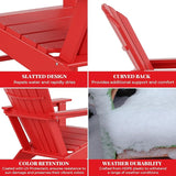 Costaelm Outdoor Adirondack Chair, HDPE Patio Chair, Weather Resistant Lawn Firepit Outside Chairs for Porch, Poolside - Photo 5