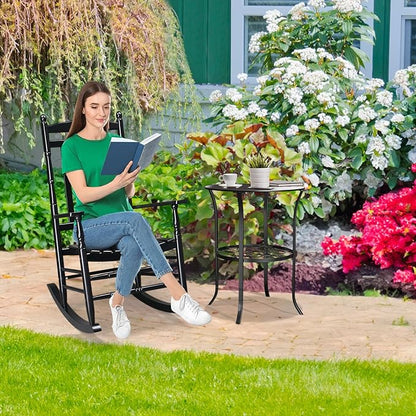 VINGLI Wooden Rocking Chair Outdoor, Patio Rockers with High Back, Support 450 LBS Rocking Chairs, for Porch, Patio, Balcony, Garden, Yard (Black, 1 PC)