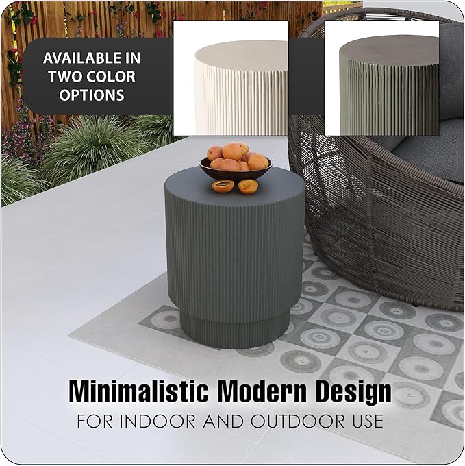 LeisureMod Modern Side Table Round Fiberstone Top Accent End Table for Home, Outdoor Patio, Living Room Sofa - Photo 6