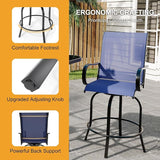 Swivel Bar Stools 2-Piece Set, Outdoor Patio Bar Height Chairs with Rust-Resistant Metal Frame & All-Weather Textile - Photo 5